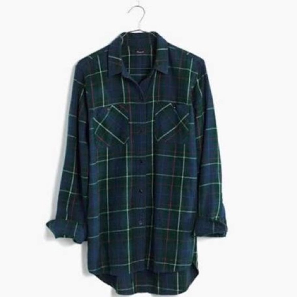 Madewell Blue Green Flannel Check M Shirt